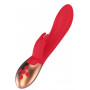 Красный вибратор Opulent с функцией нагрева и клиторальной стимуляцией - 20 см.