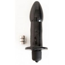 Чёрная вагинально-анальная вибровтулка - 8 см.