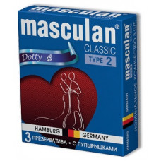 Розовые презервативы Masculan Classic Dotty с пупырышками - 3 шт.