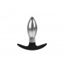 Каплевидная анальная втулка серебристо-черного цвета - 9,6 см.