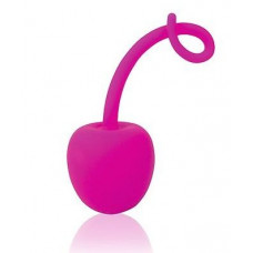 Розовый силиконовый вагинальный шарик-вишенка с хвостиком