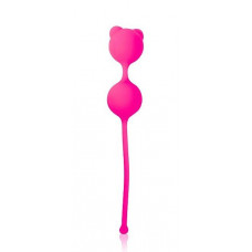 Розовые силиконовые вагинальные шарики на связке с хвостиком