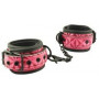 Розово-чёрные кожаные наручники Wrists Cuffs с геометрическим узором