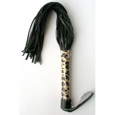 Чёрная плеть с леопардовой рукоятью Notabu - 50 см.