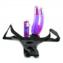 Фиолетовый двойной страпон с вибрацией Double Penetrator Vibe Strap-On - 19 см.