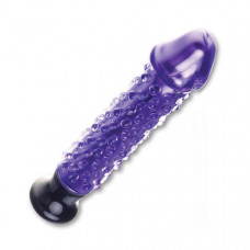 Фиолетовый стеклянный вибратор с массажными точками Spiked Punch - 20 см.