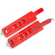 Красные наручники на застежках с цепочкой 