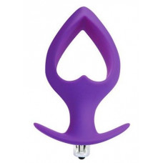 Фиолетовая вибровтулка-сердечко с ограничителем - 10,5 см.