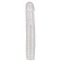 Прозрачная рифленая вибронасадка Vibrating Sleeve - 22,5 см.