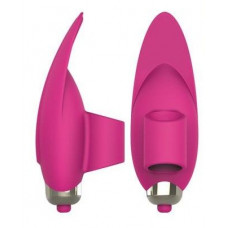 Розовый вибростимулятор с петелькой под палец - 8 см.