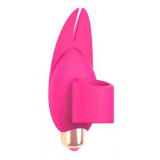 Розовый вибромассажер с петелькой под палец - 8 см.