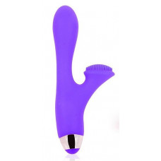 Фиолетовый вибромассажер с клиторальным стимулятором с шипиками