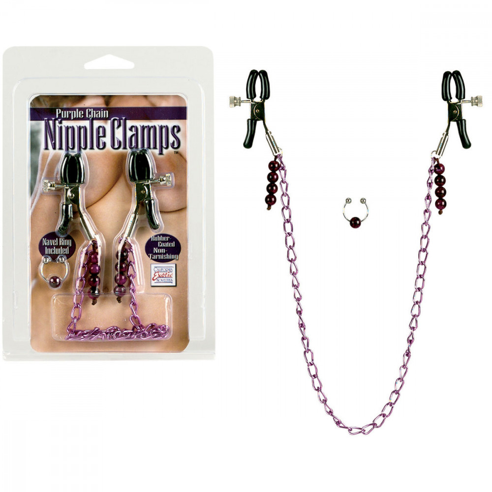 Фиолетовая цепь с зажимами на соски (California Exotic Novelties SE-2609-14-2)