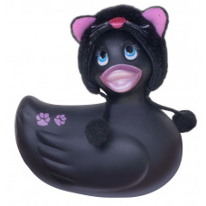 Чёрный вибратор-уточка I Rub My Duckie в костюме кошки