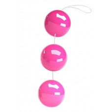 Розовые вагинальные шарики со смещенным центром тяжести на веревочке