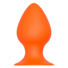 Оранжевая анальная пробка PLUG WITH SUCTION CUP - 7,7 см.