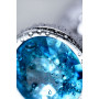 Серебристая конусовидная анальная пробка с голубым кристаллом - 8 см. 