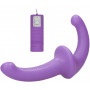 Фиолетовый безремневой вибрострапон с пультом управления Vibrating Silicone Strapless Strapon