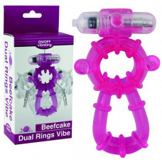 Розовое эрекционное виброкольцо Beefcake Dual Rings Vibe