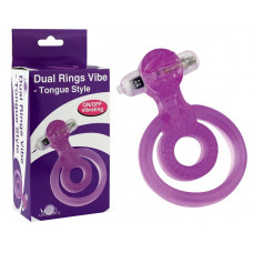Фиолетовое эрекционное виброкольцо с подхватом для мошонки