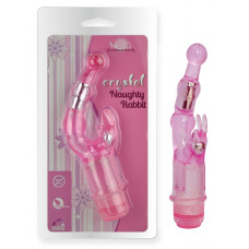 Розовый вибростимулятор Crystal Naughty Rabbit - 20 см.