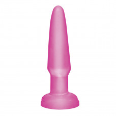 Розовая анальная пробка Basix Rubber Beginners - 10,9 см.