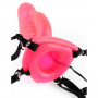 Розовый мужской полый страпон с вибрацией и клиторальным стимулятором (Pipedream PD3355-11)