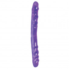Фиолетовый двойной фаллоимитатор BASIX - 38,5 см.