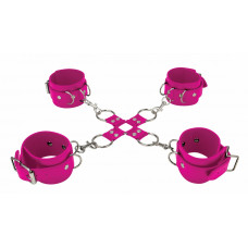 Розовый комплект оков Hand And Legcuffs 