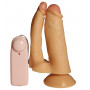 Двойной анально-вагинальный вибратор с присоской и подкрашенными головками - 14 см.