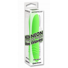 Зеленый вибромассажёр Neon Luv Touch Wave - 14 см.