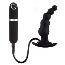Чёрная загнутая вибровтулка Dash Butt Plug With Mini Controller I - 9 см.