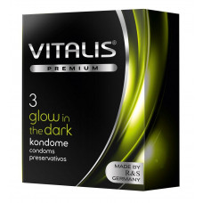 Свеящиеся в темноте презервативы VITALIS PREMIUM glow in the dark - 3 шт.