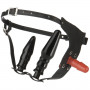 Женский страпон с двумя пробками Vac-U-Lock Set Leather Ultra Harness - 17,8 см.