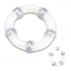 Белое эрекционное кольцо с 5 шариками