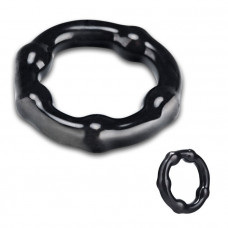 Черное эрекционное кольцо на пенис с 5 шариками