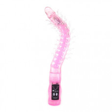 Розовый гнущийся анальный вибратор с усиками - 27,6 см.