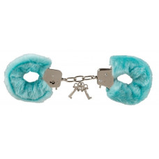 Голубые меховые наручники Love Cuffs Blue