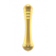 Вибратор с ребристой головкой The Emerald Gold - 16,3 см.