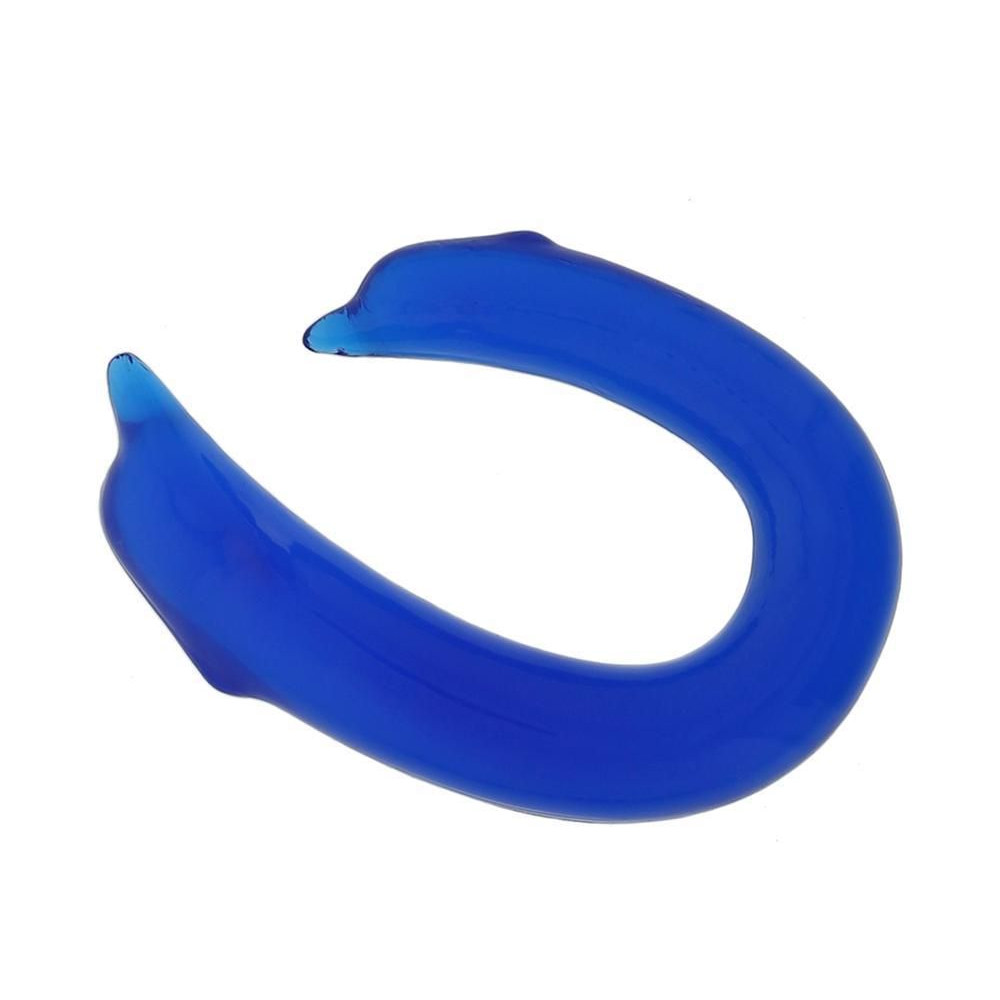 Двусторонний фаллоимитатор DOUBLE ENDED DOLPHIN CLEAR BLUE - 28,9 см.