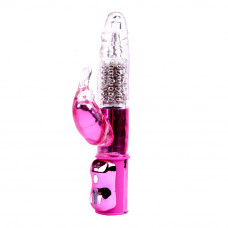 Розовый вибратор со стимулятором клитора Bright Passion Rabbit - 27 см.