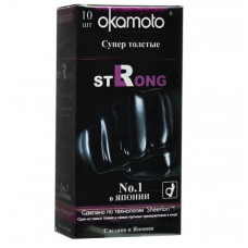 Супер прочные презервативы чёрного цвета Okamoto Strong - 10 шт.