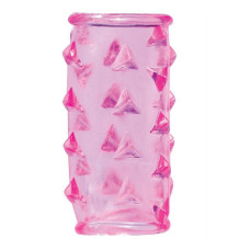Розовая насадка на пенис с треугольными шипами BASICX TPR SLEEVE