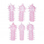 Набор из 6 розовых закрытых насадок с шипами TICKLER JELLY SLEEVE SET