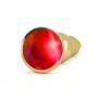 Золотистая анальная ёлочка с красным кристаллом - 14,5 см.
