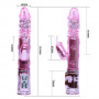 Розовый перезаряжаемый вибромассажер с ротацией, поступательными движениями и стимуляцией клитора - 29,5 см.