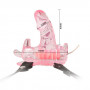 Розовая вибробабочка с фаллосом на регулируемых ремешках
