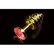 Маленькая золотистая витая пробка с рубиновым кристаллом - 7,5 см.