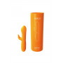 Оранжевый вибратор Adele со стимулятором клитора - 17 см.