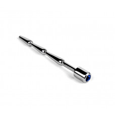 Серебристый зонд в уретру с синим кристаллом Rider jewel Plug with blue jewel - 11,6 см.